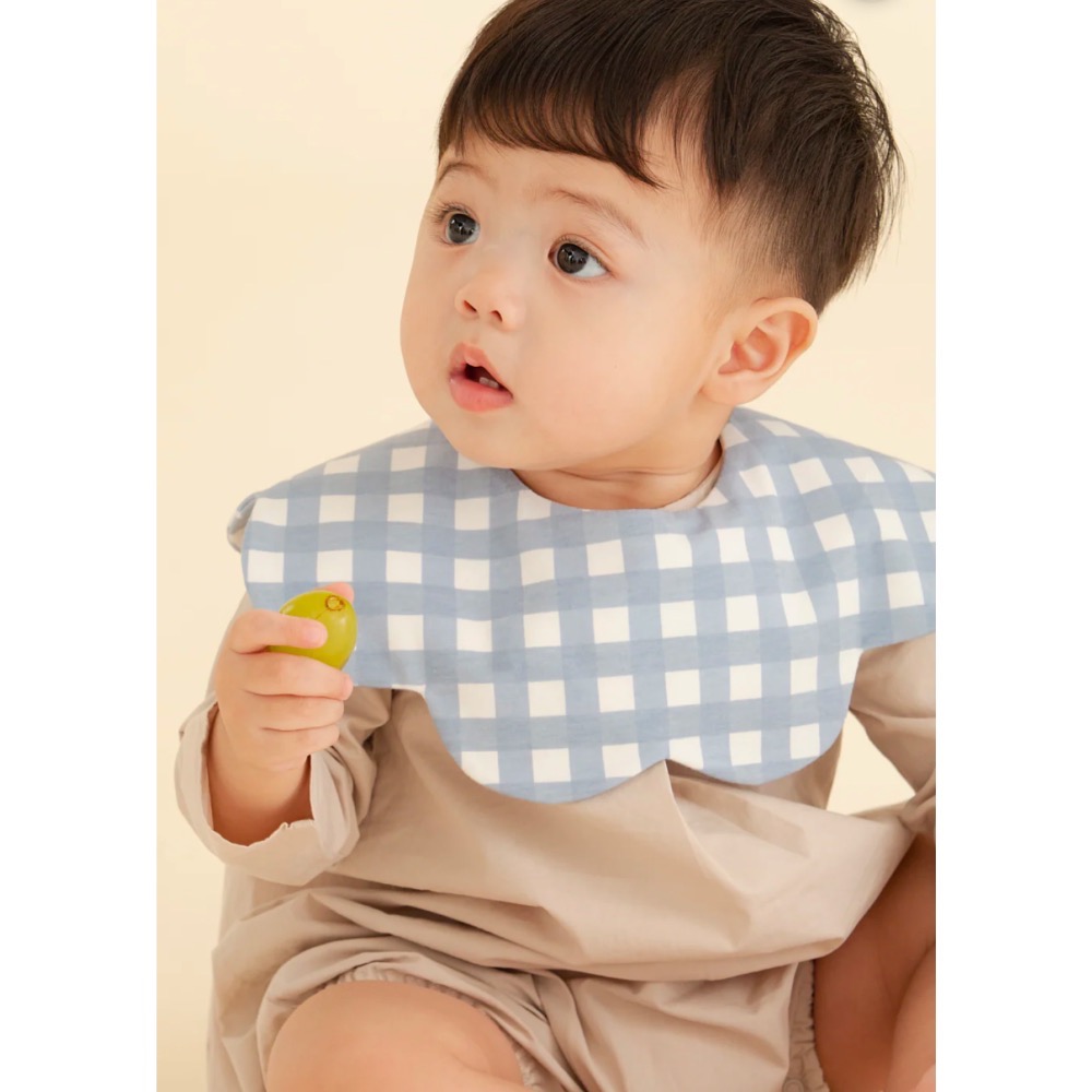 韓國Konny可旋轉經典款口水巾 藍色方格紋-細節圖2