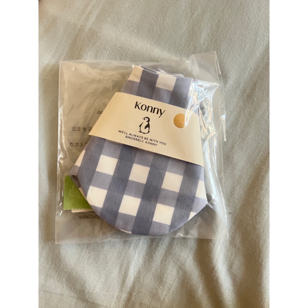 韓國Konny可旋轉經典款口水巾 藍色方格紋-細節圖3