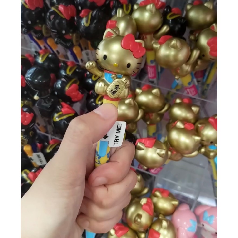 日本 三麗鷗 Hello Kitty 招財貓 動動筆 自動原子筆-規格圖1
