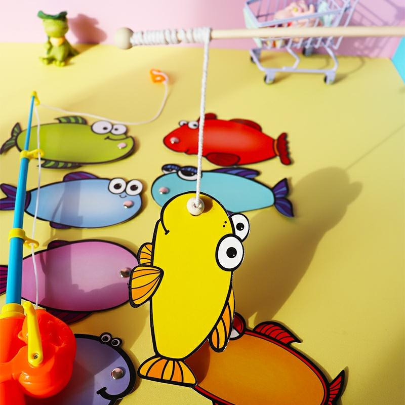 【M&H剁手黨】 (現貨) 🎣 磁性 釣魚竿 玩具 桌遊 原色 教具-細節圖2