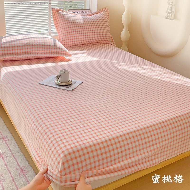 擼貓式手感✦格紋✦奶油風~牛奶絨床包三件套-細節圖2
