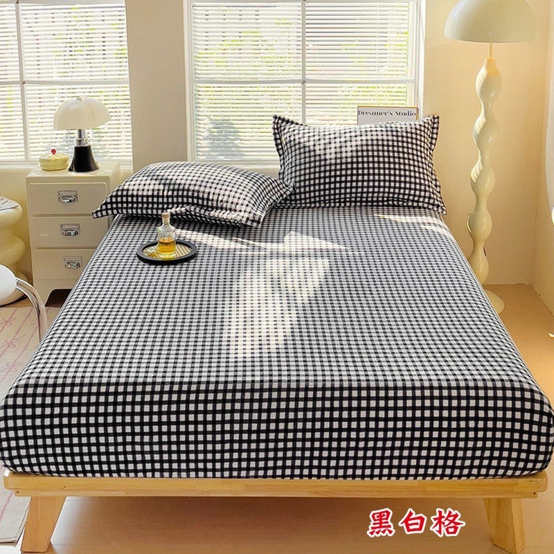 擼貓式手感✦格紋✦奶油風~牛奶絨床包三件套-細節圖7