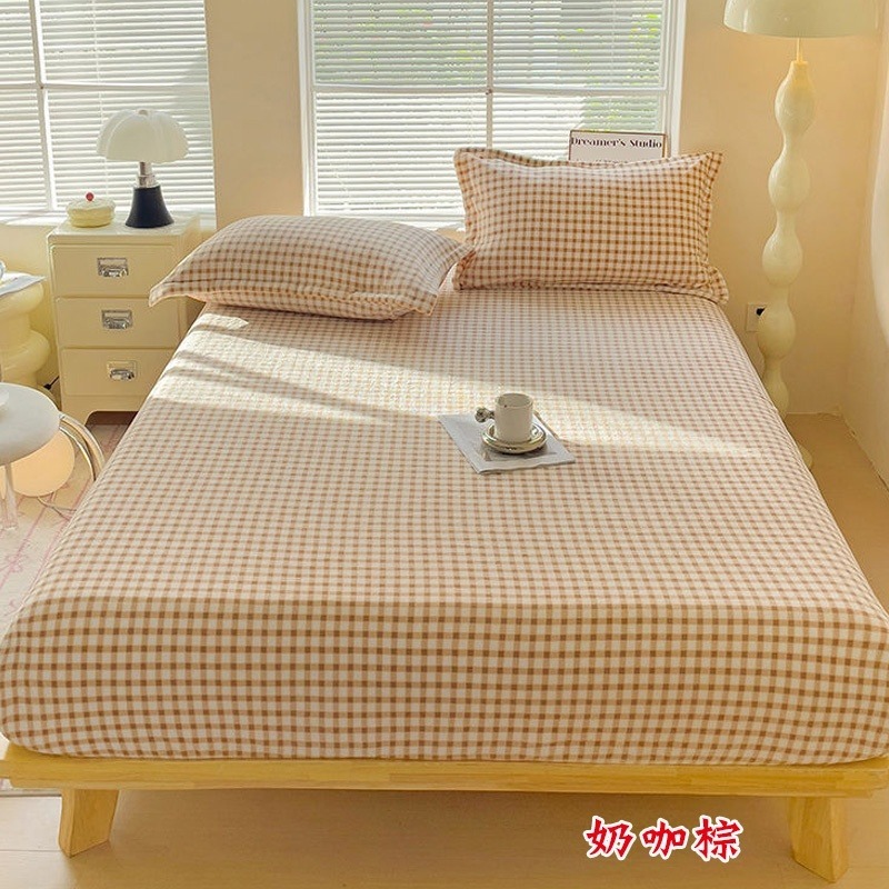 擼貓式手感✦格紋✦奶油風~牛奶絨床包三件套-細節圖8