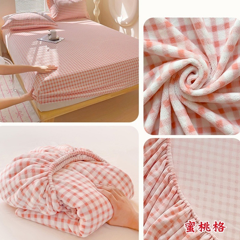 擼貓式手感✦格紋✦奶油風~牛奶絨床包三件套-規格圖9