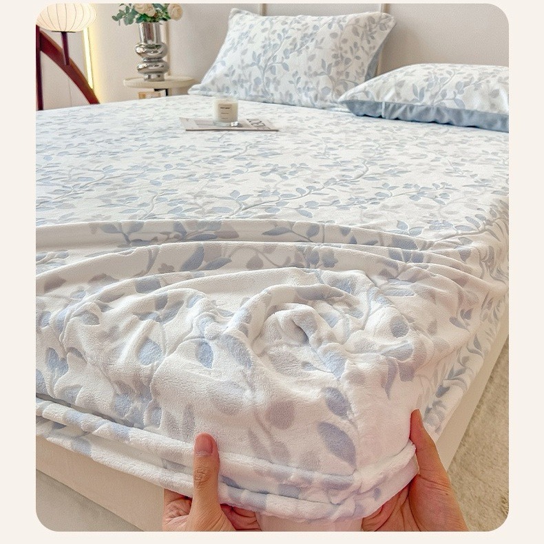 牛奶絨 繁花海藍夢床包三件套-細節圖3