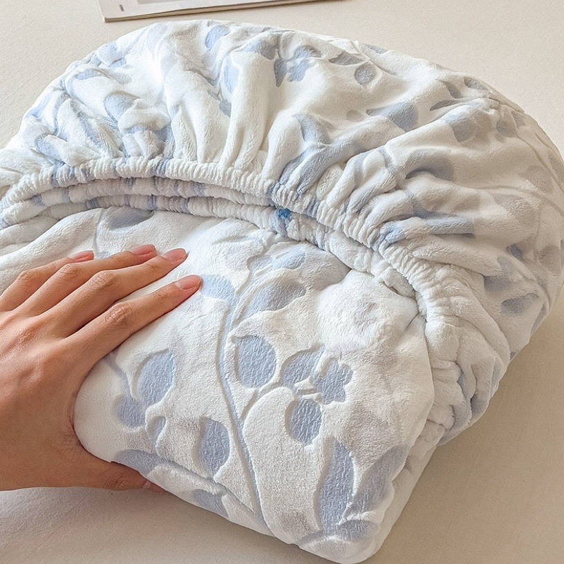 牛奶絨 繁花海藍夢床包三件套-細節圖7