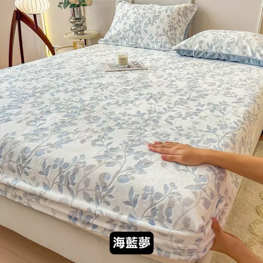 牛奶絨 繁花海藍夢床包三件套-規格圖8