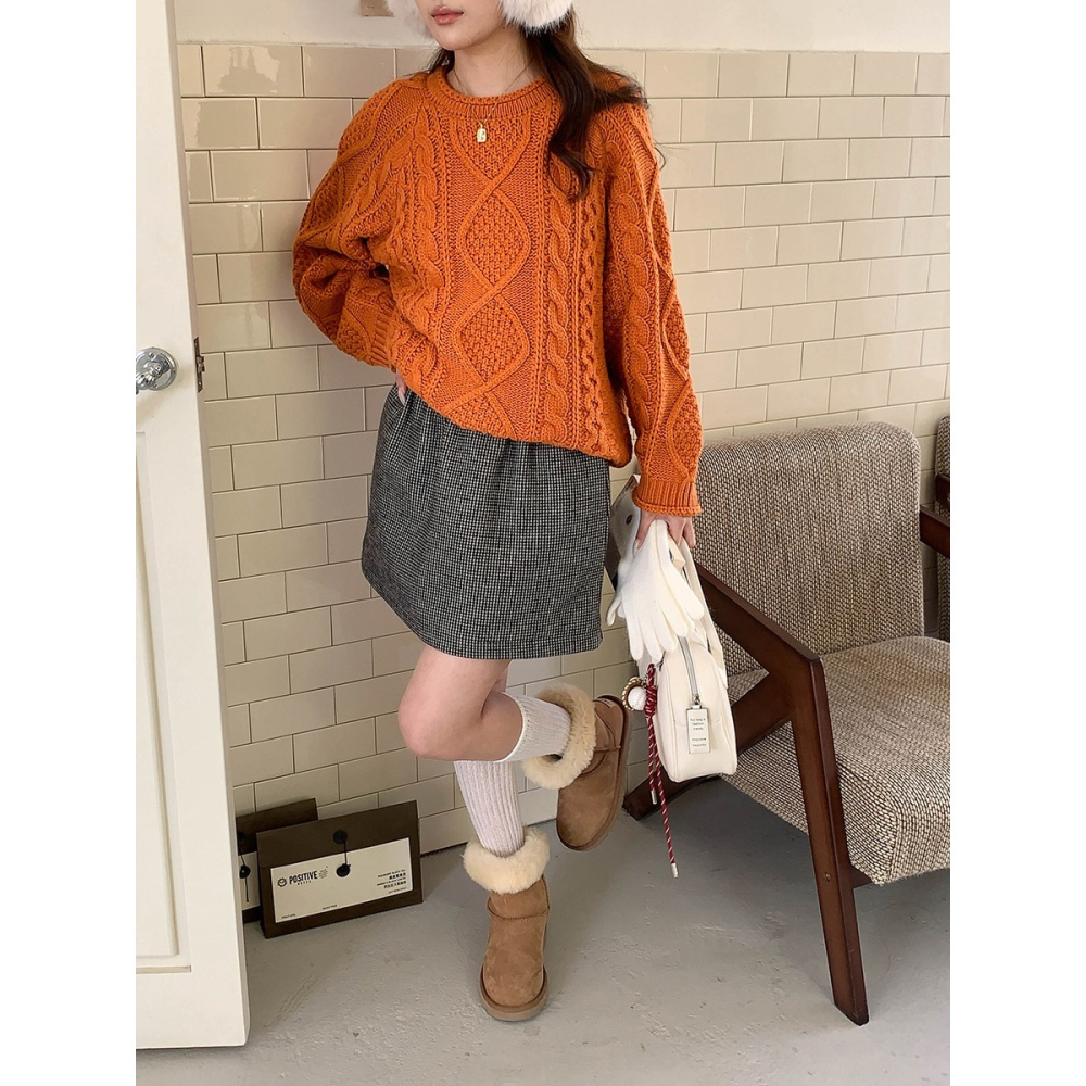 經典復古千鳥格短裙加絨 韓系優雅感滿分-細節圖6