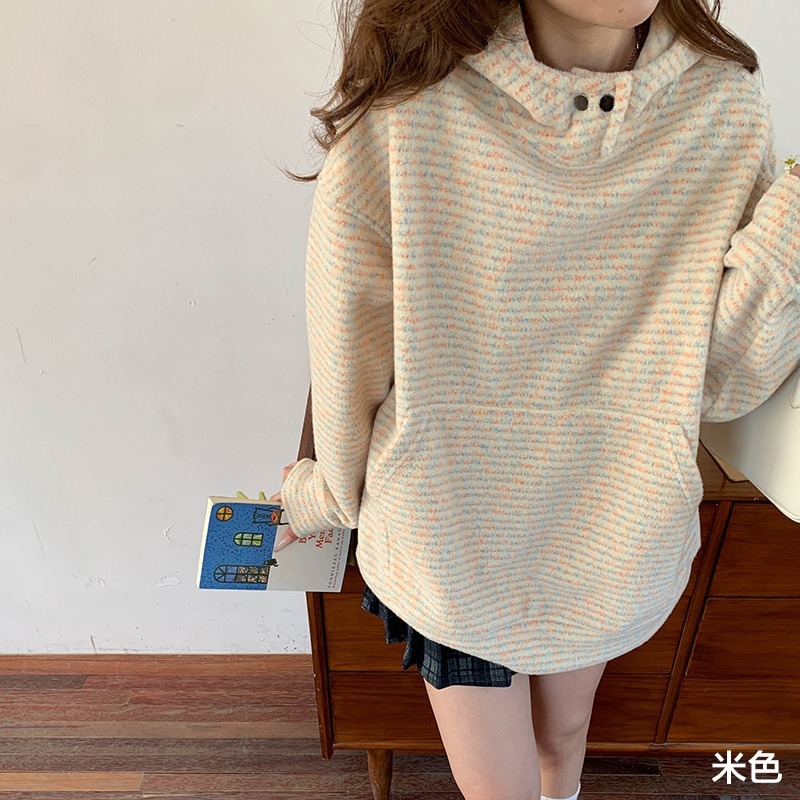 慵懶風廓形寬鬆保暖連帽T-細節圖4