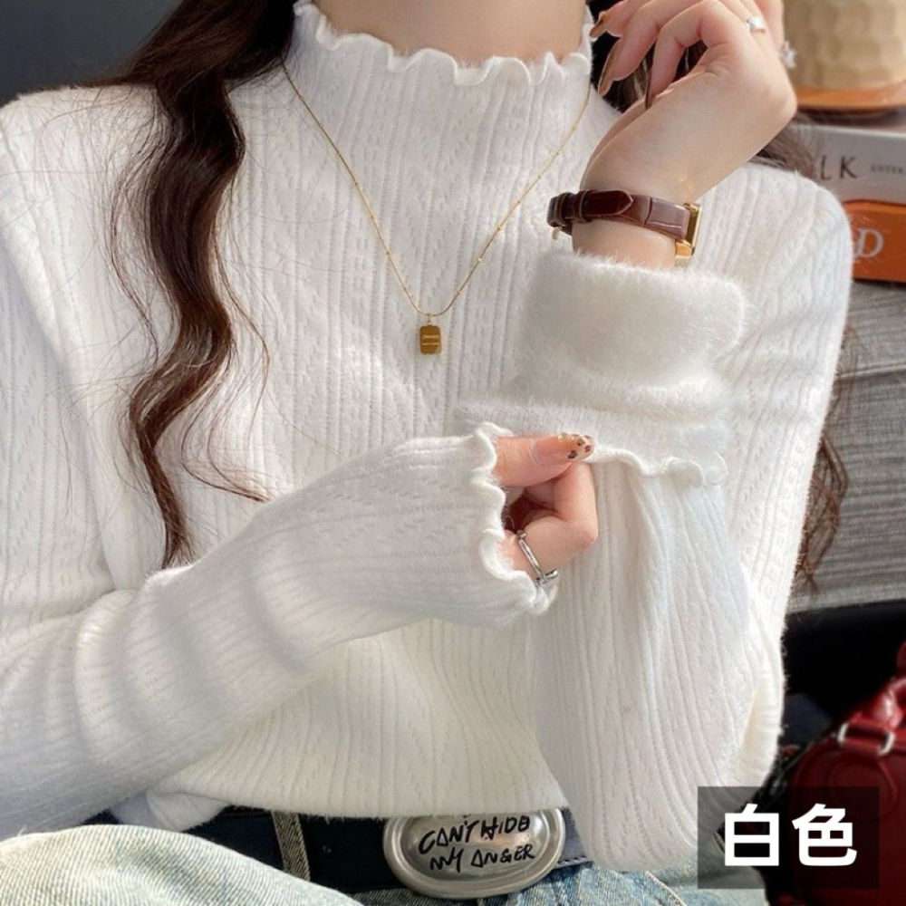 木耳花水貂絨保暖厚針織打底衫-細節圖6