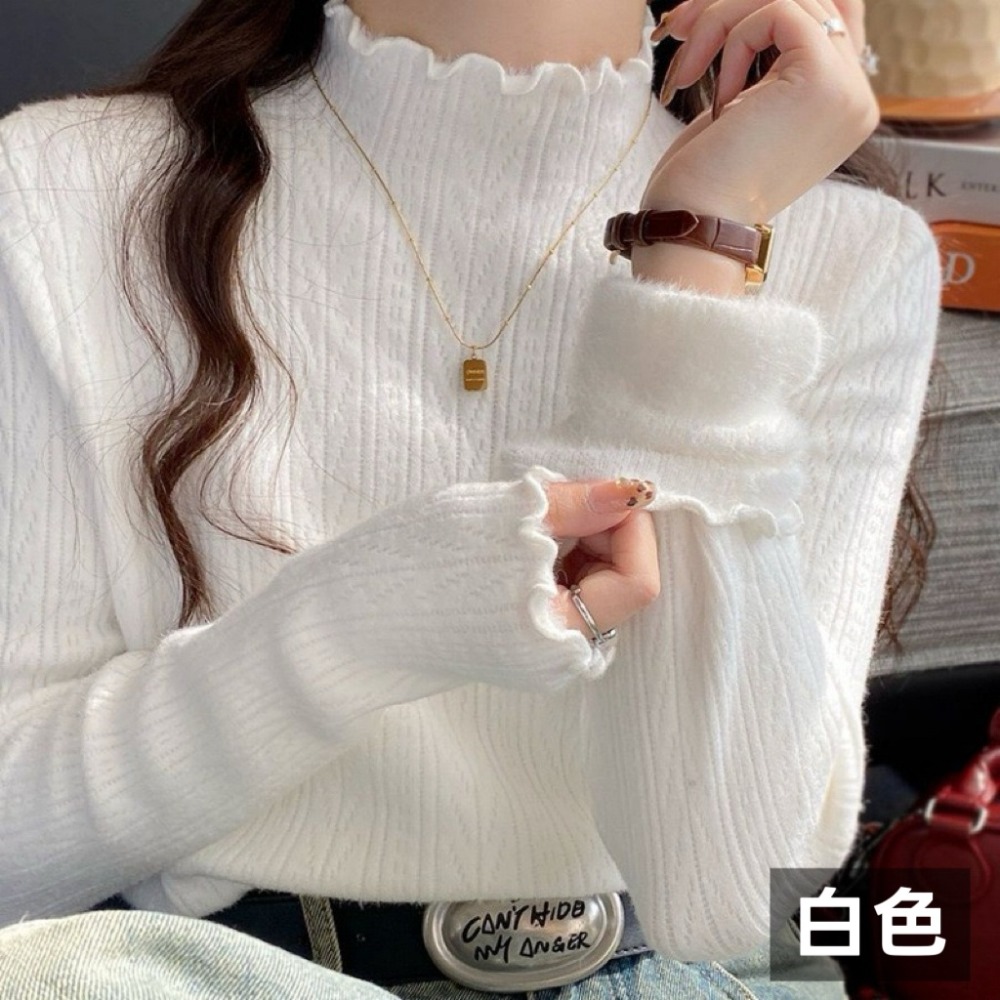 木耳花水貂絨保暖厚針織打底衫-規格圖6