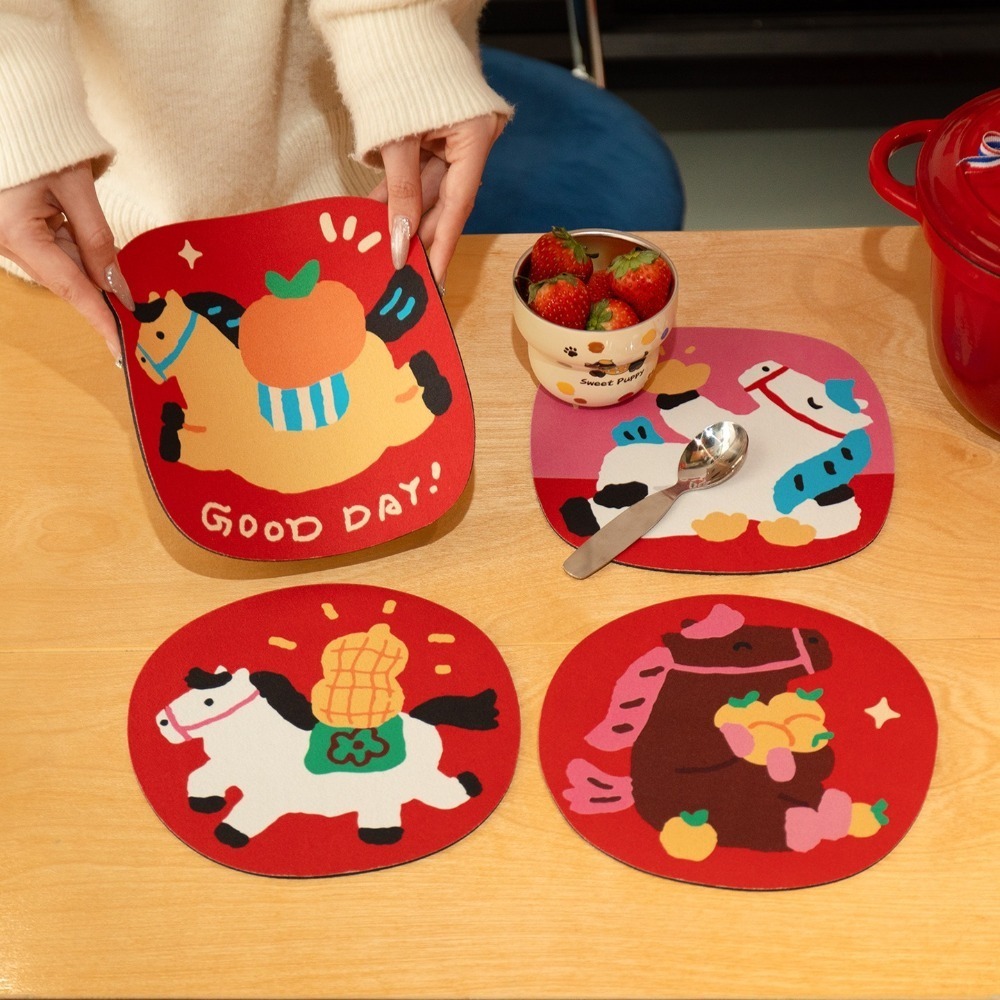 馬年限定 矽藻泥隔熱墊 4入組-細節圖5