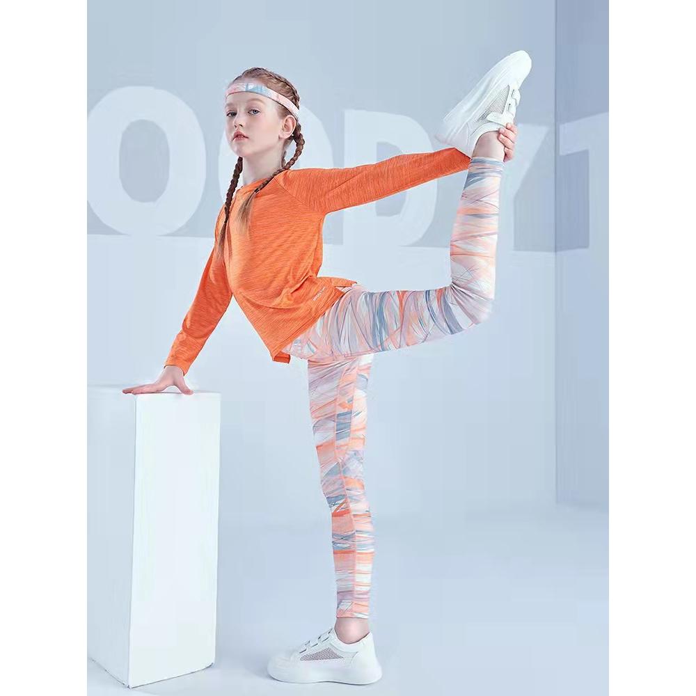 《童伶寶貝》AB001-夏款女童瑜珈褲印花速乾高腰健身彈力褲-細節圖3