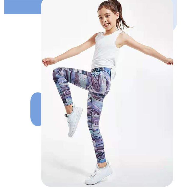 《童伶寶貝》AB001-夏款女童瑜珈褲印花速乾高腰健身彈力褲-細節圖4