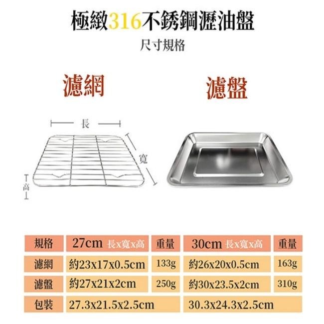現貨🌸 理想牌 極緻316 不鏽鋼瀝油盤 濾油架 瀝水盤 不銹鋼 滴油盤 瀝水架 耐高溫 烤盤-細節圖2