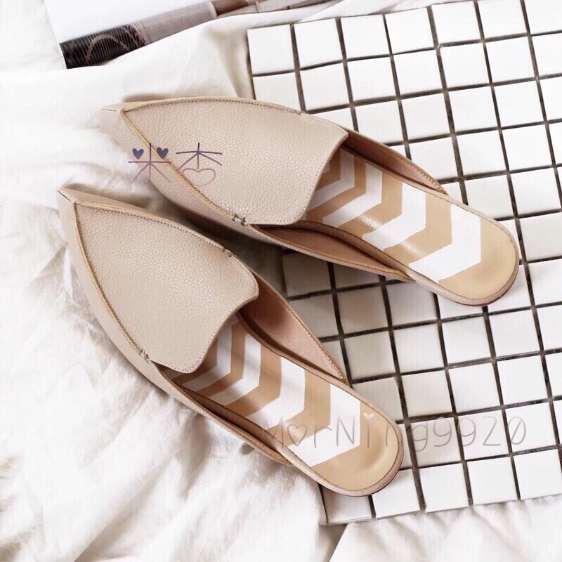 韓。手工訂製 真皮尖頭穆勒鞋 包頭平底涼拖女鞋 此版偏小 34- 43訂製款  穆勒  穆勒拖鞋 超級好穿好走平底鞋-細節圖4