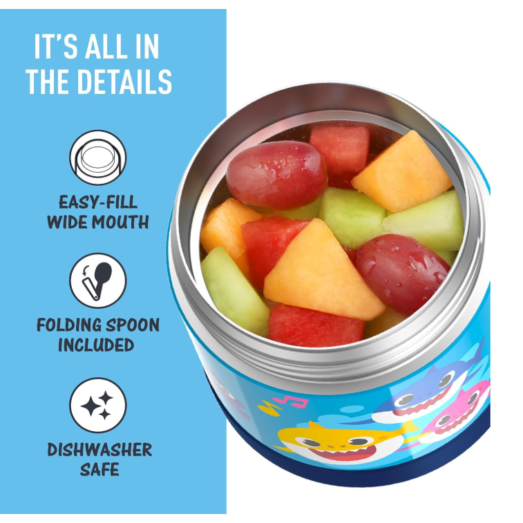 ♦️隔日出貨♦️🩷膳魔師 THERMOS🩷可愛鯊魚寶寶BabyShark食材保溫罐(附折疊勺);生日禮;美國原裝進口-細節圖3