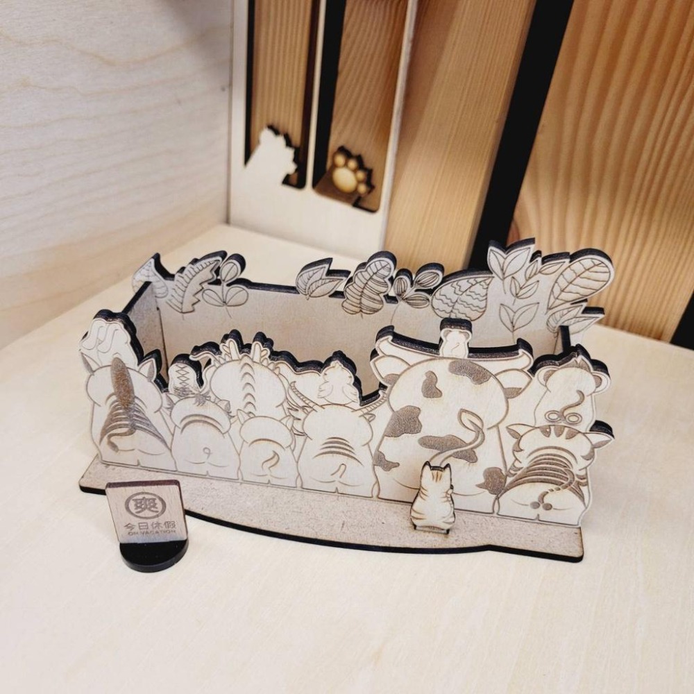 12生肖造型_筆筒_便條紙座_木質-DIY-（買二送一）-細節圖5