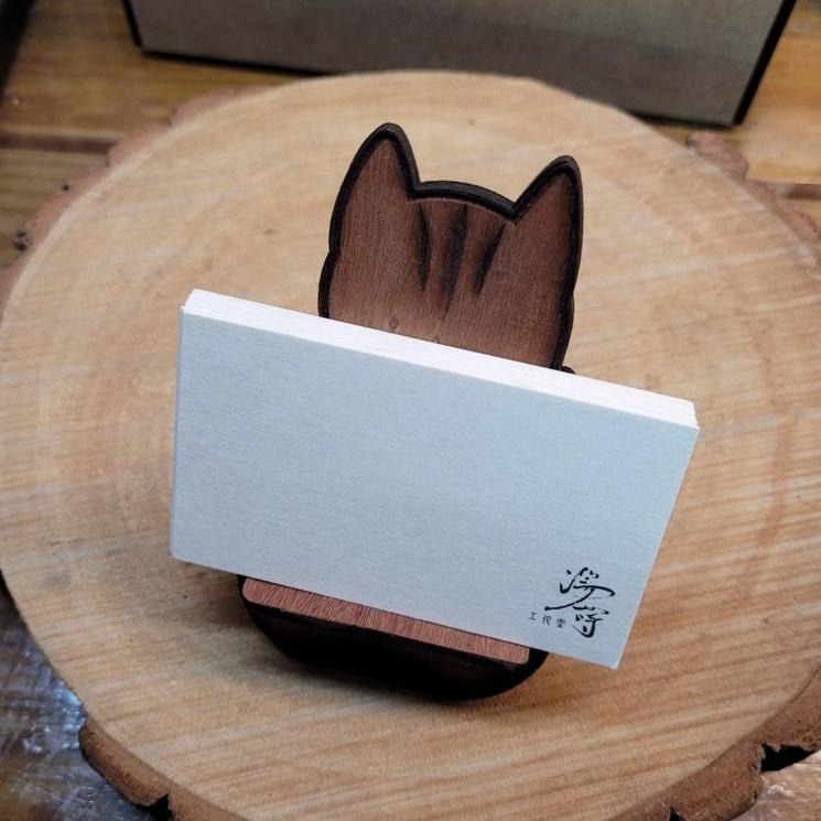 貓咪造型名片架_小物置物架_木質.壓克力雷雕-細節圖3
