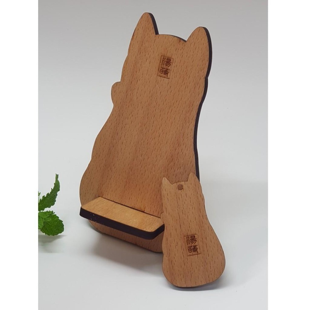 貓咪造型/手機架_木質雷雕-細節圖3