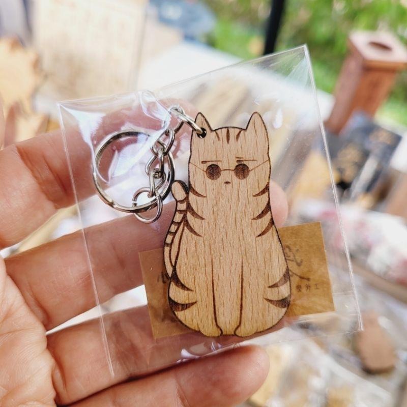 貓咪／12生肖／木作吊飾/key圈/吊飾/掛飾_木質雷雕-細節圖4