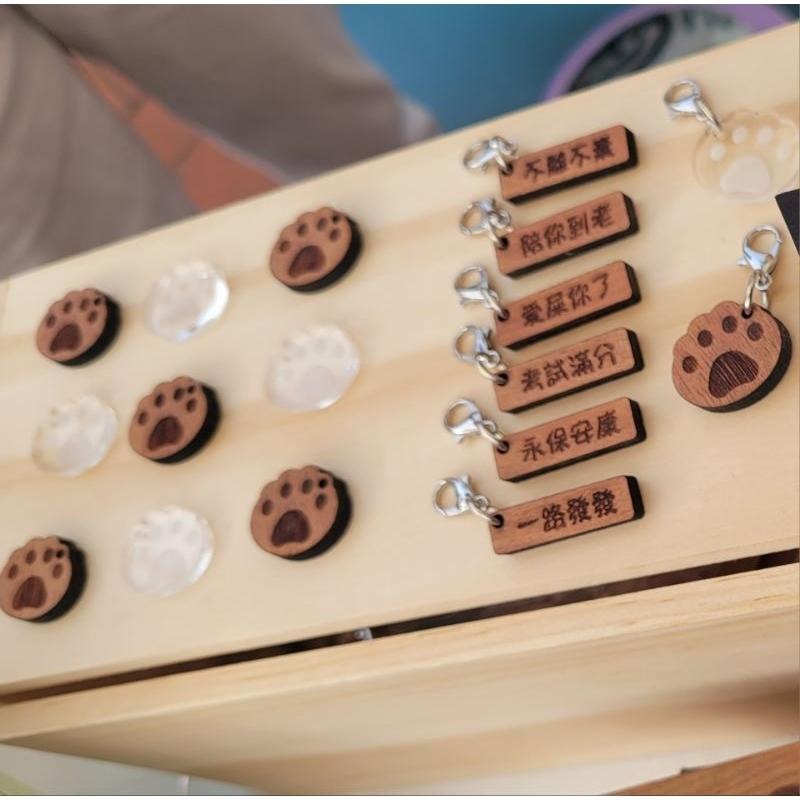 貓咪／12生肖／木作吊飾/key圈/吊飾/掛飾_木質雷雕-細節圖6