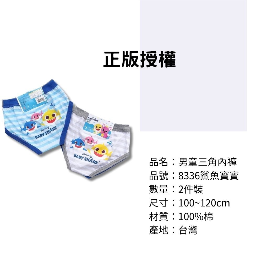 8336鯊魚寶寶男童三角褲2入組 台灣製造 100%純棉 兒童內褲 男童三角內褲-細節圖3