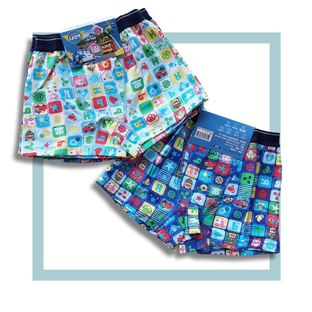 8263波力男童四角平口褲2入組 台灣製造 100%純棉 兒童內褲 男童四角內褲-細節圖2