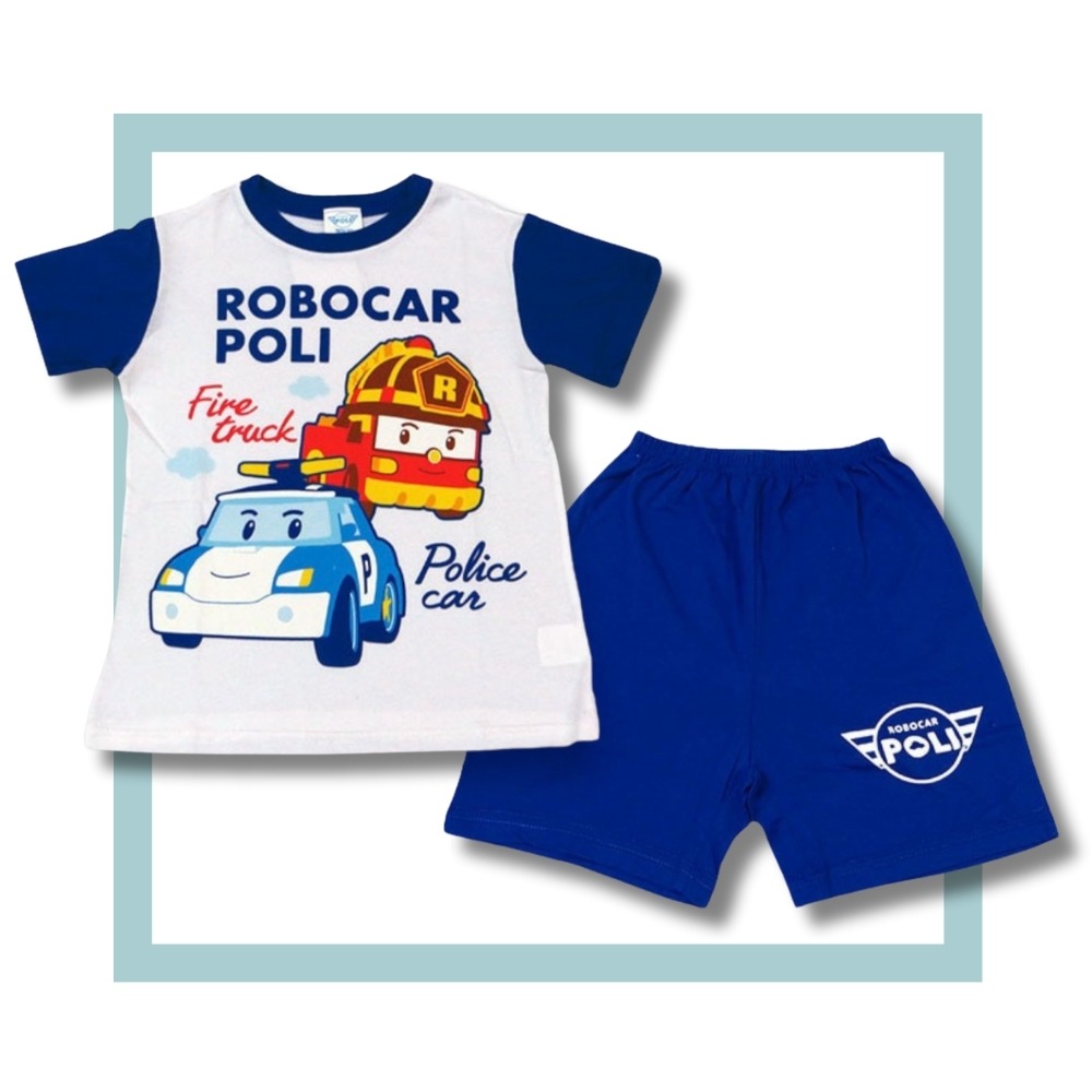 5346A波力男童短袖套裝 台灣製造 100%純棉 童裝 男童裝 夏天童裝 短袖上衣短褲 正版授權【宜家衣襪】-細節圖2