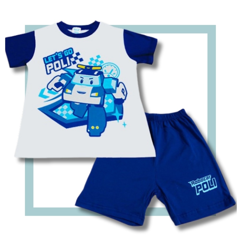 5346B波力男童短袖套裝 台灣製造 100%純棉 童裝 男童裝 夏天童裝 短袖上衣短褲 正版授權【宜家衣襪】-細節圖2