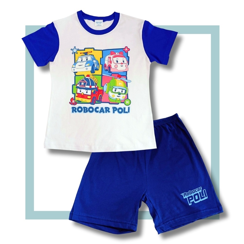5346C波力男童短袖套裝 台灣製造 100%純棉 童裝 男童裝 夏天童裝 短袖上衣短褲 正版授權【宜家衣襪】-細節圖2