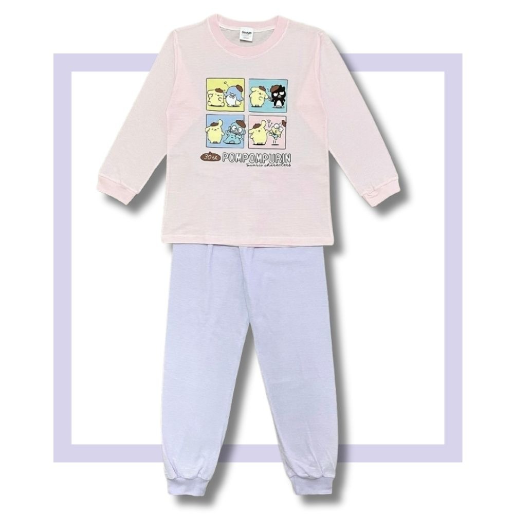 6336粉#三麗鷗布丁狗兒童春秋長袖套裝 台灣製造 100%純棉 兒童睡衣 兒童家居服 童裝【宜家衣襪】-細節圖2