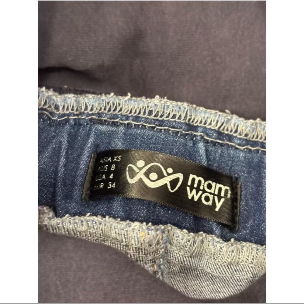 二手 孕婦裝 Mamaway 媽媽餵 XS 孕婦牛仔褲 深藍色丹寧 適合產前XS-S號媽咪 孕婦褲 孕前50公斤可-細節圖4