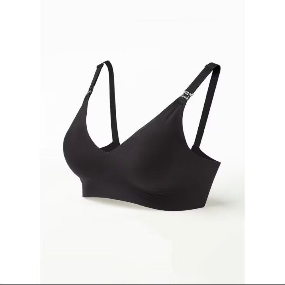 二手 媽媽餵 黑 S 70至75 零著感無痕哺乳內衣 孕婦內衣 產後 無鋼圈 70B 70C 70D 75B 75C-細節圖4