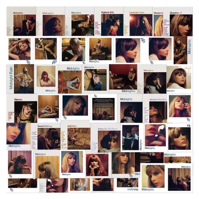F•L🚀(現貨) 50張不重複 Taylor Swift Midnights 專輯 系列 方形 貼紙 手帳貼紙