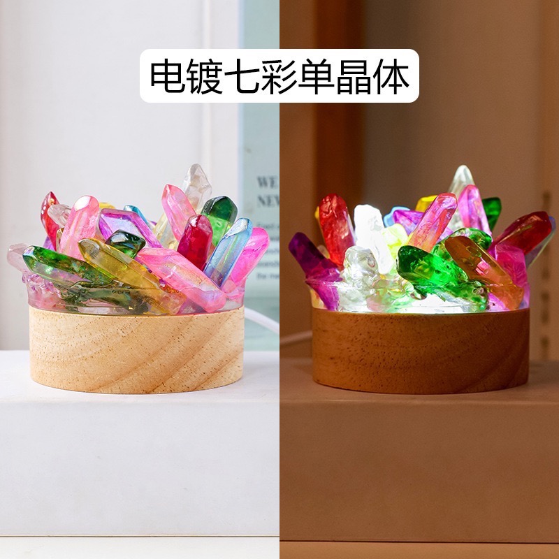 天然水晶簇滴膠小夜燈紫水晶氛圍燈臥室床頭護眼夜燈創意禮物擺飾-細節圖9