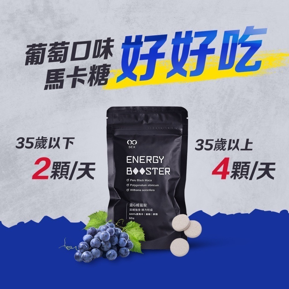 益G威猛錠（超濃縮6倍黑馬卡）葡萄糖口味 1G老濕親研正版 武倍對策-細節圖2