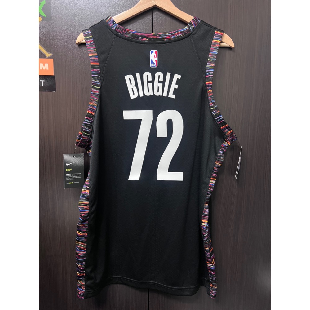 【全新稀有】Nike NBA 籃網隊 Biggie 紀念款 #72 城市版球衣 L號 嘻哈傳奇-細節圖5