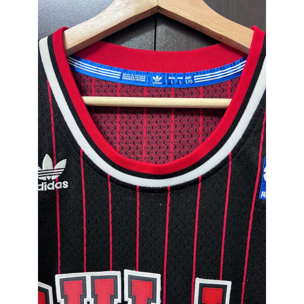 【絕版電繡】Adidas HWC 公牛隊 Pippen #33 條紋球衣 L號 72勝傳奇賽季-細節圖5