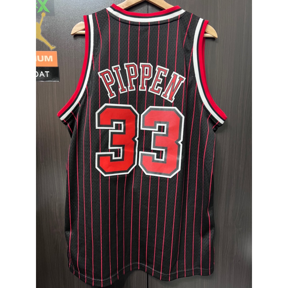 【絕版電繡】Adidas HWC 公牛隊 Pippen #33 條紋球衣 L號 72勝傳奇賽季-細節圖6