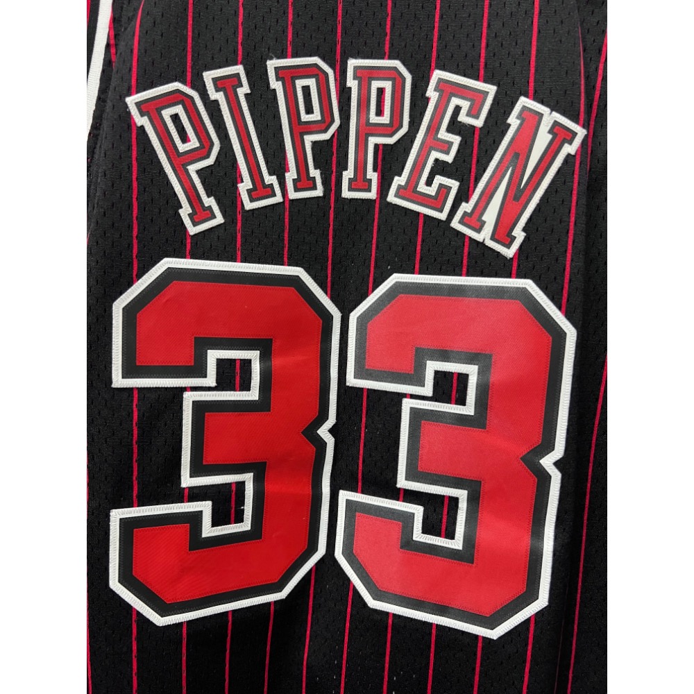【絕版電繡】Adidas HWC 公牛隊 Pippen #33 條紋球衣 L號 72勝傳奇賽季-細節圖7