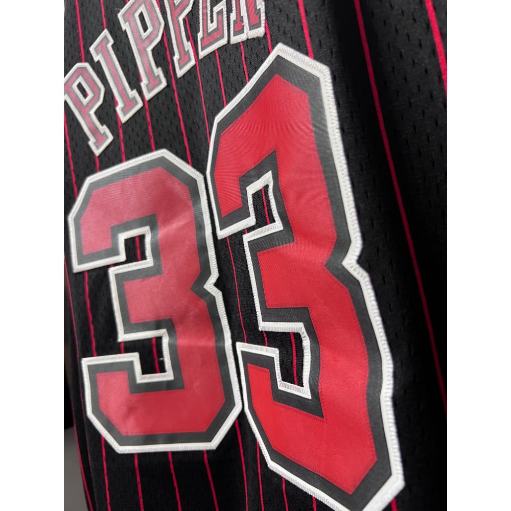 【絕版電繡】Adidas HWC 公牛隊 Pippen #33 條紋球衣 L號 72勝傳奇賽季-細節圖8