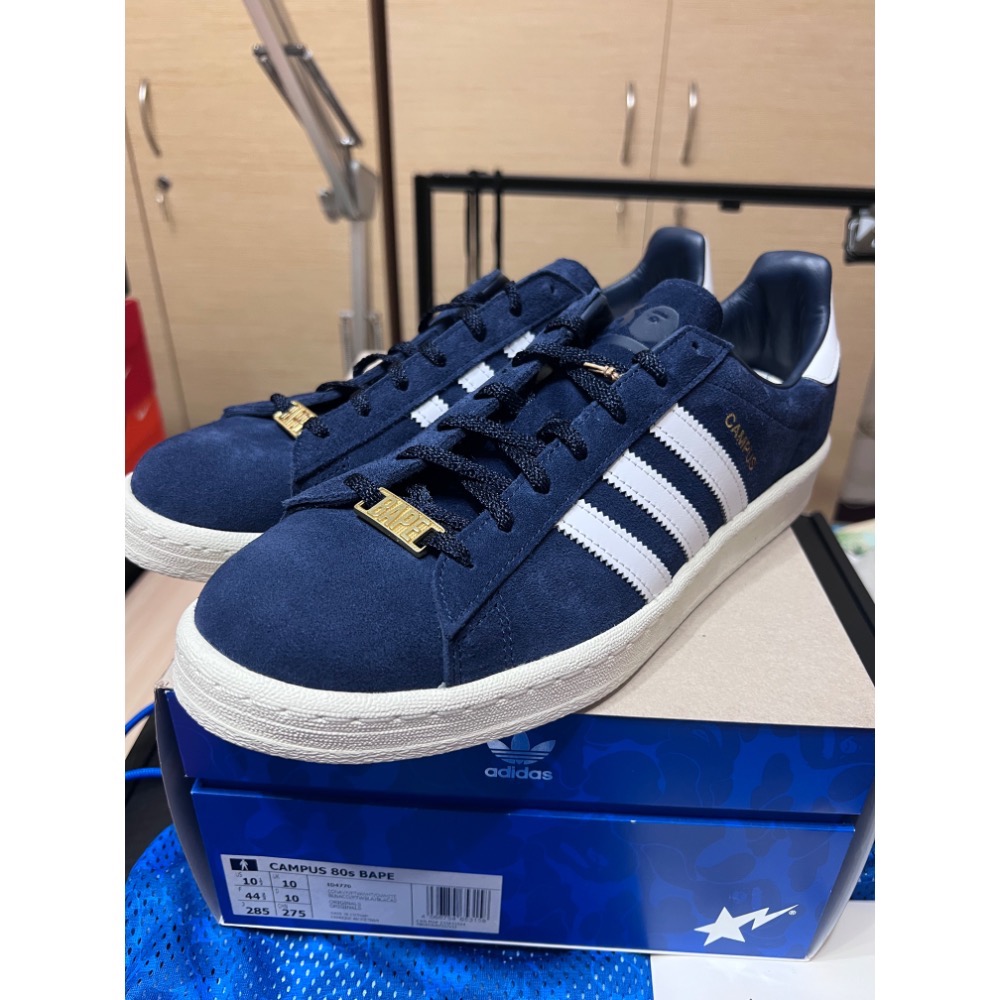 【30週年聯名】Adidas x BAPE Campus 80s 海軍藍 US10.5 黃金碼 不對稱設計-細節圖2