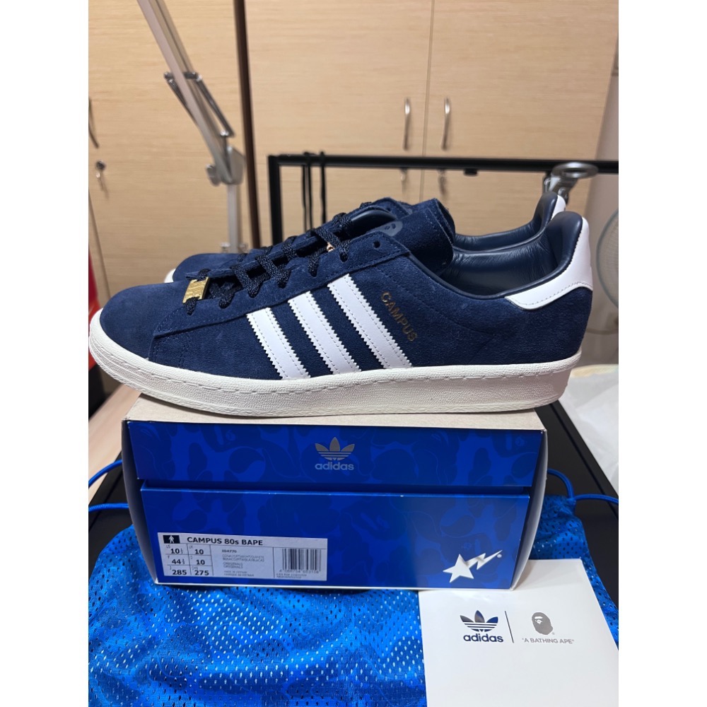 【30週年聯名】Adidas x BAPE Campus 80s 海軍藍 US10.5 黃金碼 不對稱設計-細節圖3