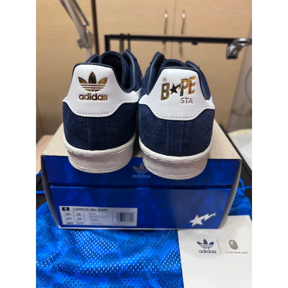 【30週年聯名】Adidas x BAPE Campus 80s 海軍藍 US10.5 黃金碼 不對稱設計-細節圖5