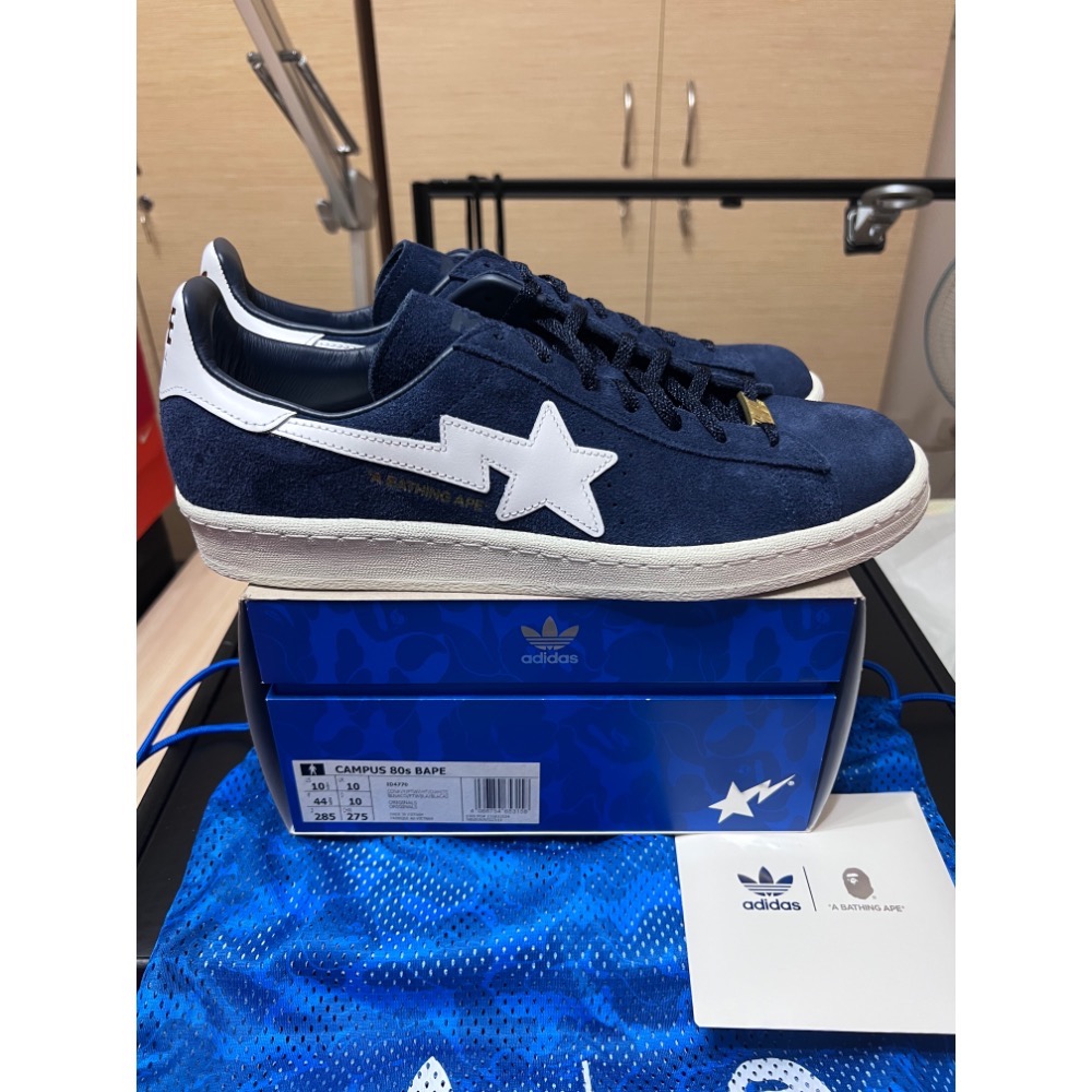 【30週年聯名】Adidas x BAPE Campus 80s 海軍藍 US10.5 黃金碼 不對稱設計-細節圖7