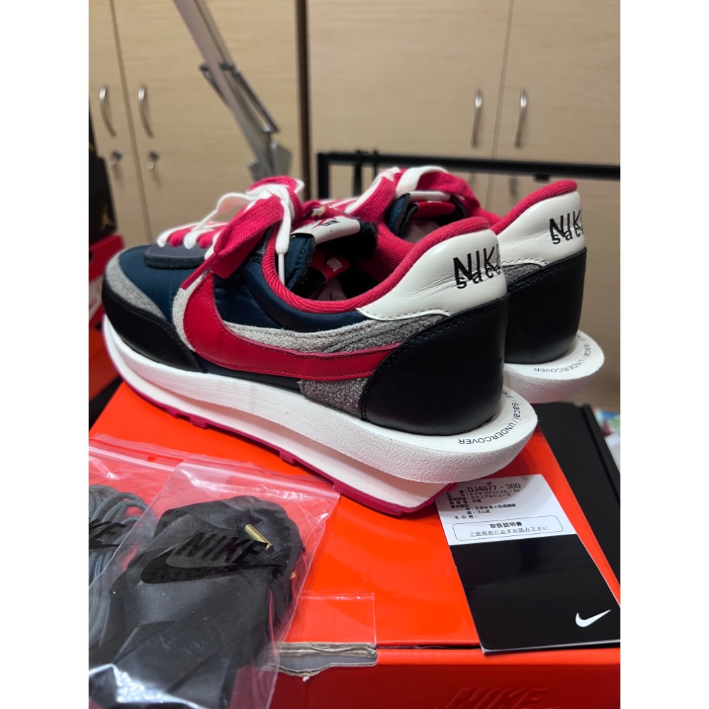 【二手極新】Nike x sacai x UNDERCOVER LDWaffle 深綠紅 US11 三方聯名-細節圖3