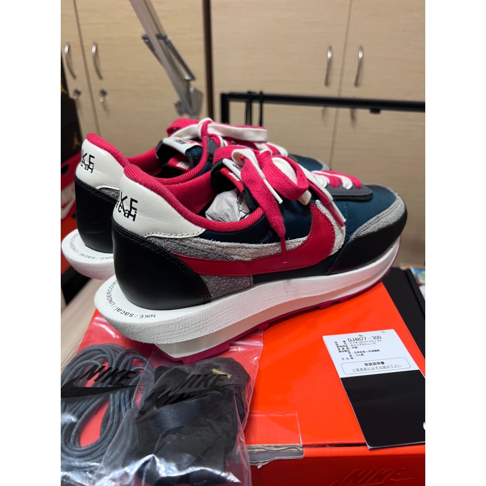 【二手極新】Nike x sacai x UNDERCOVER LDWaffle 深綠紅 US11 三方聯名-細節圖5