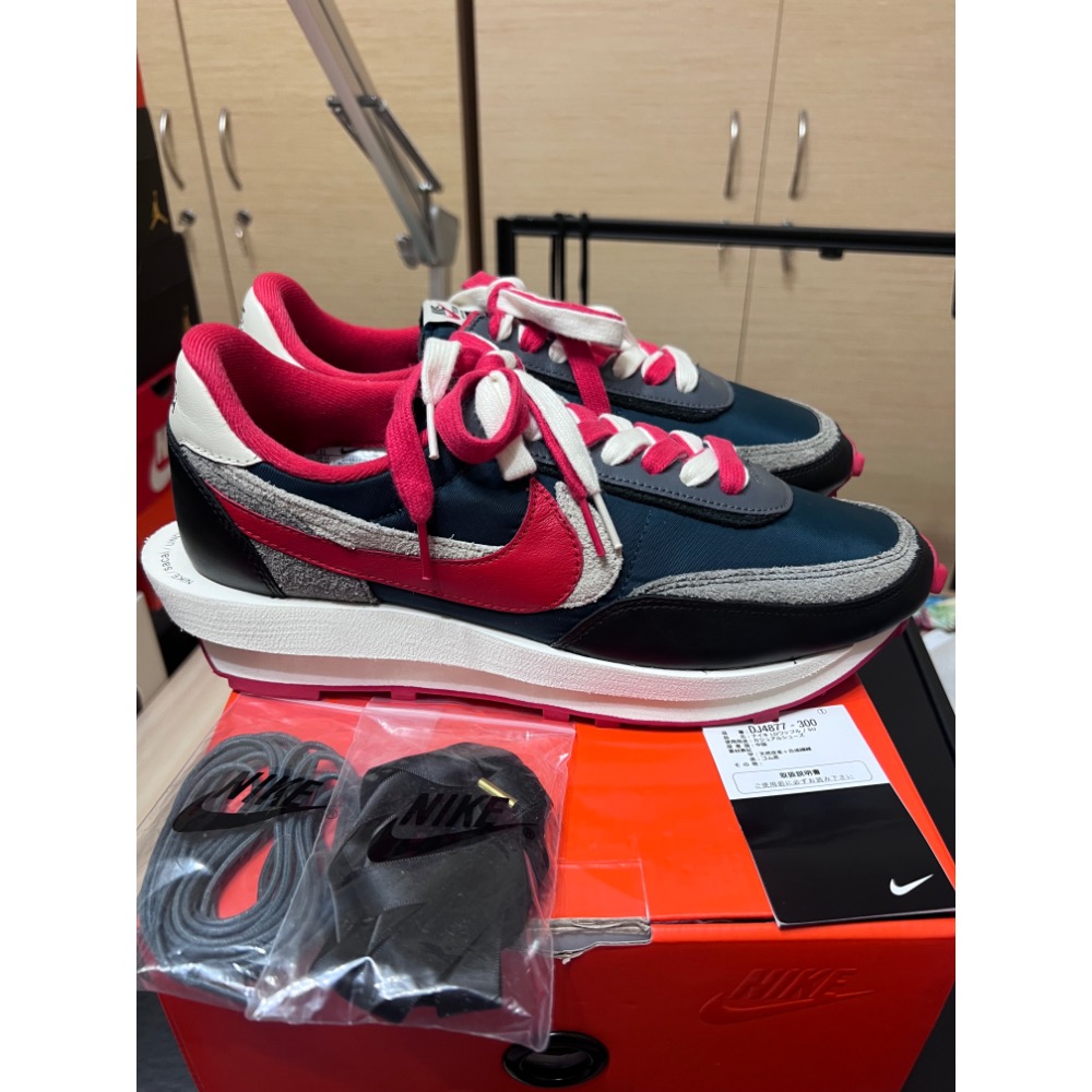 【二手極新】Nike x sacai x UNDERCOVER LDWaffle 深綠紅 US11 三方聯名-細節圖6