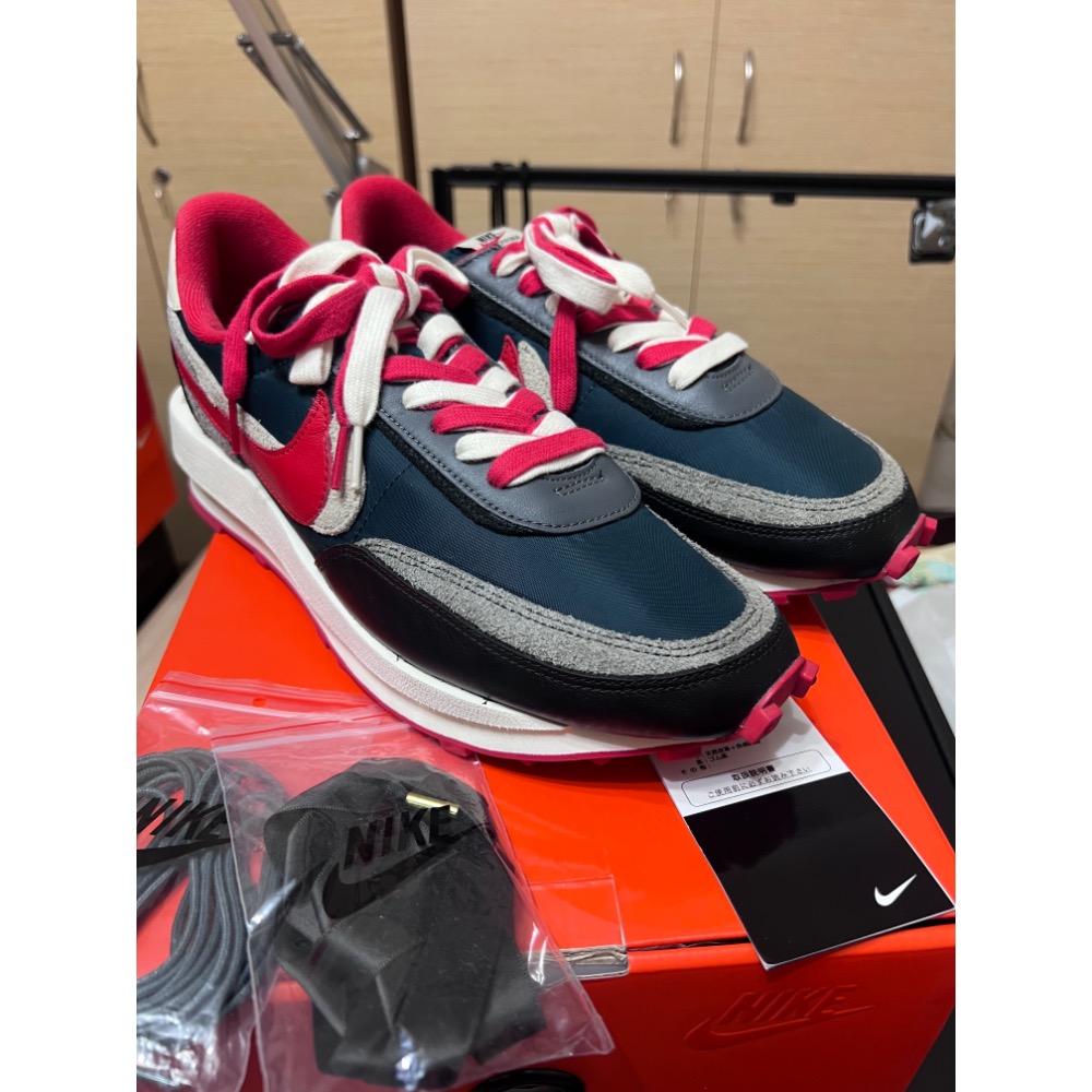 【二手極新】Nike x sacai x UNDERCOVER LDWaffle 深綠紅 US11 三方聯名-細節圖7
